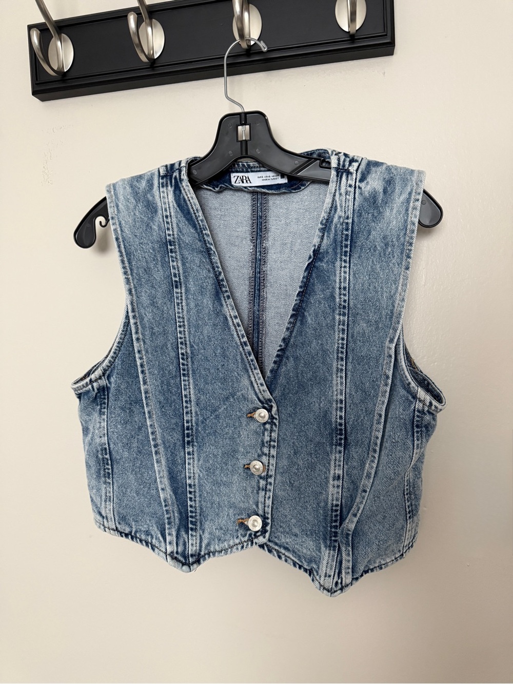 Zara Acid-Wash Denim Vest in Light Blue